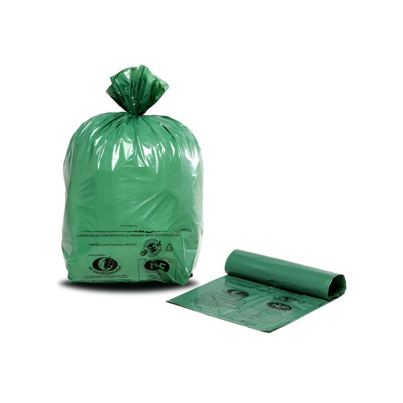 Sacs-poubelle Bioline ecovio® – Deiss: capacité 200 l, 20 rouleaux de 5