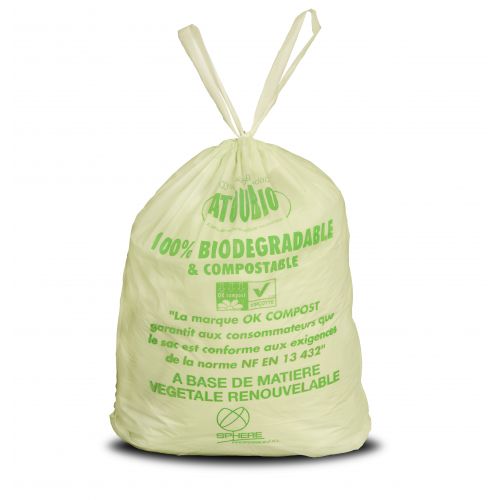 Rouleau de 100 sacs-poubelle compostables 5L, pour déchets alimentaires -  EN 13432, 5 litres